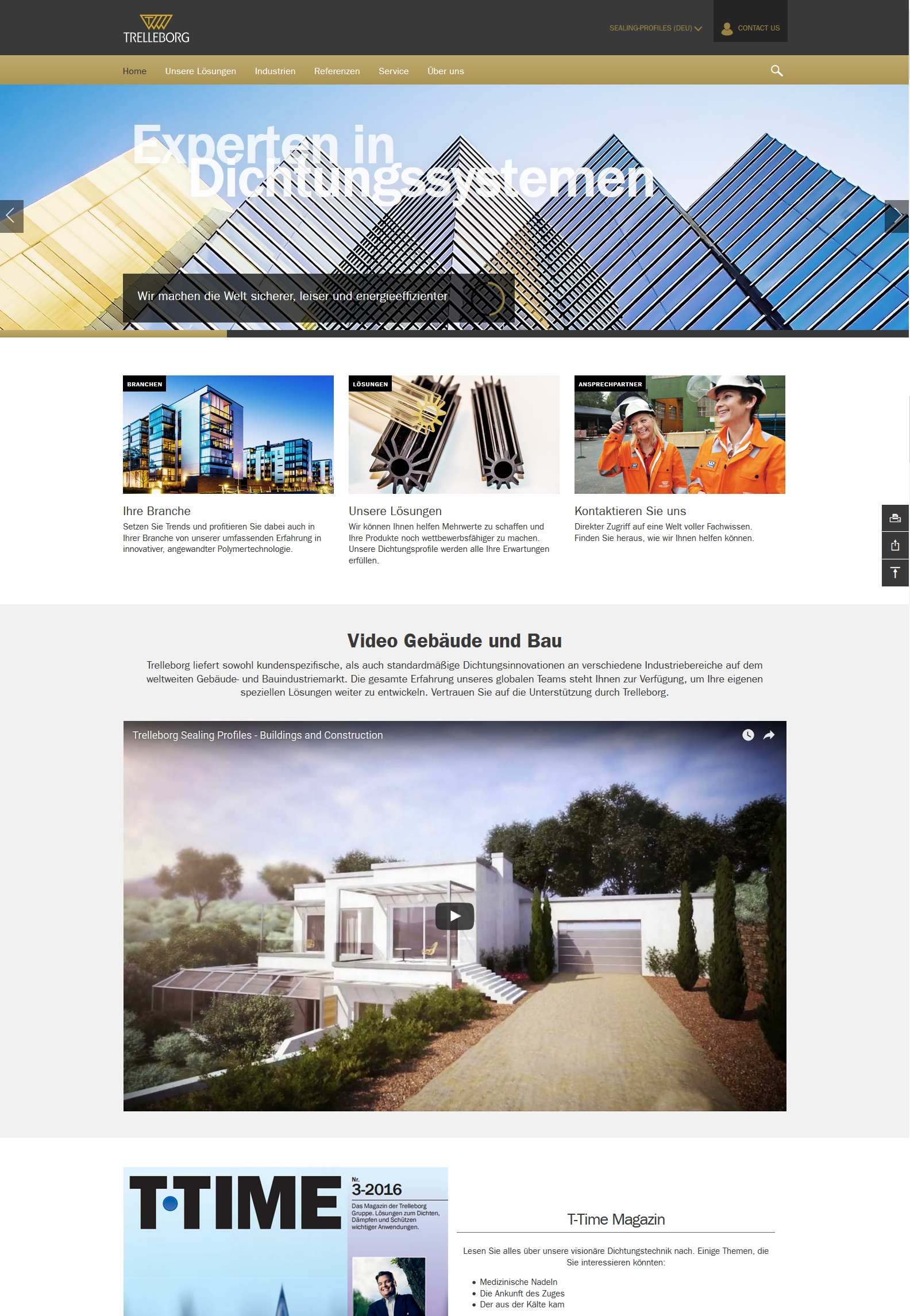 Die neue Internetseite von Trelleborg Sealing Profiles für Kunden, Partner und Interessierte. (Bildq
