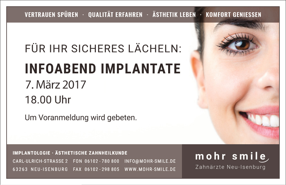 Infoabend. Zahnimplantate& Zahnersatz in Neu-Isenburg Infoabend. Zahnimplantate& Zahnersatz in Neu-Isenburg