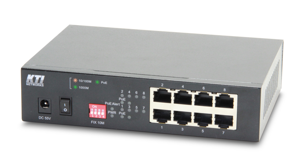 Gigabit-Switch mit 8 Ports: der KGS-0800-4HP von KTI kann auch PoE.