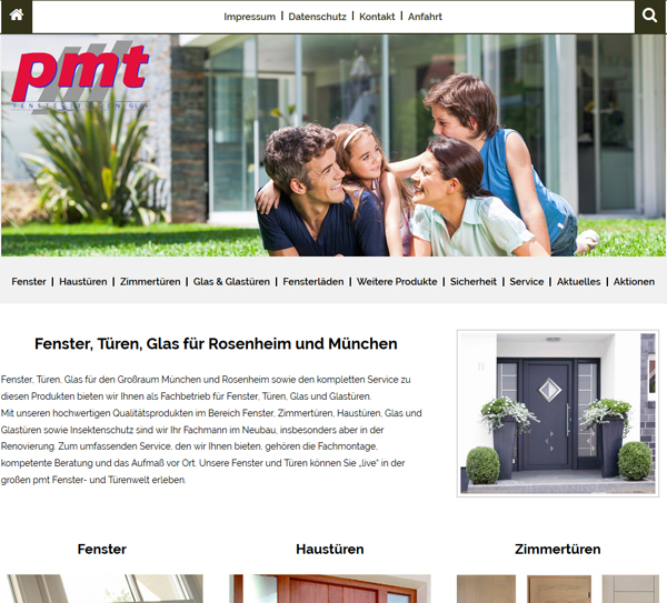 Fenster, Haustüren und Glasprodukte präsentiert die Firma pmt aus Kolbermoor auf der neuen Website Fenster, Haustüren und Glasprodukte präsentiert die Firma pmt aus Kolbermoor auf der neuen Website