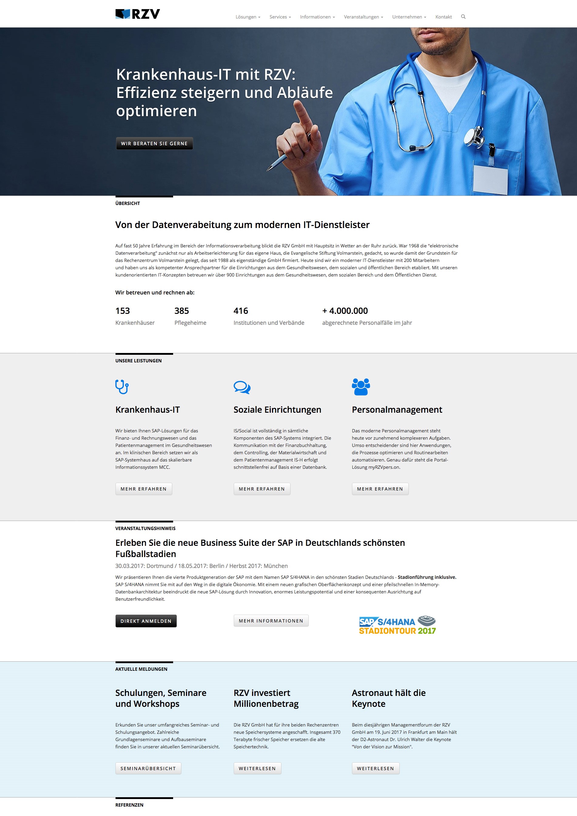 Klar und übersichtlich zeigt sich der neue Internetauftritt der RZV GmbH