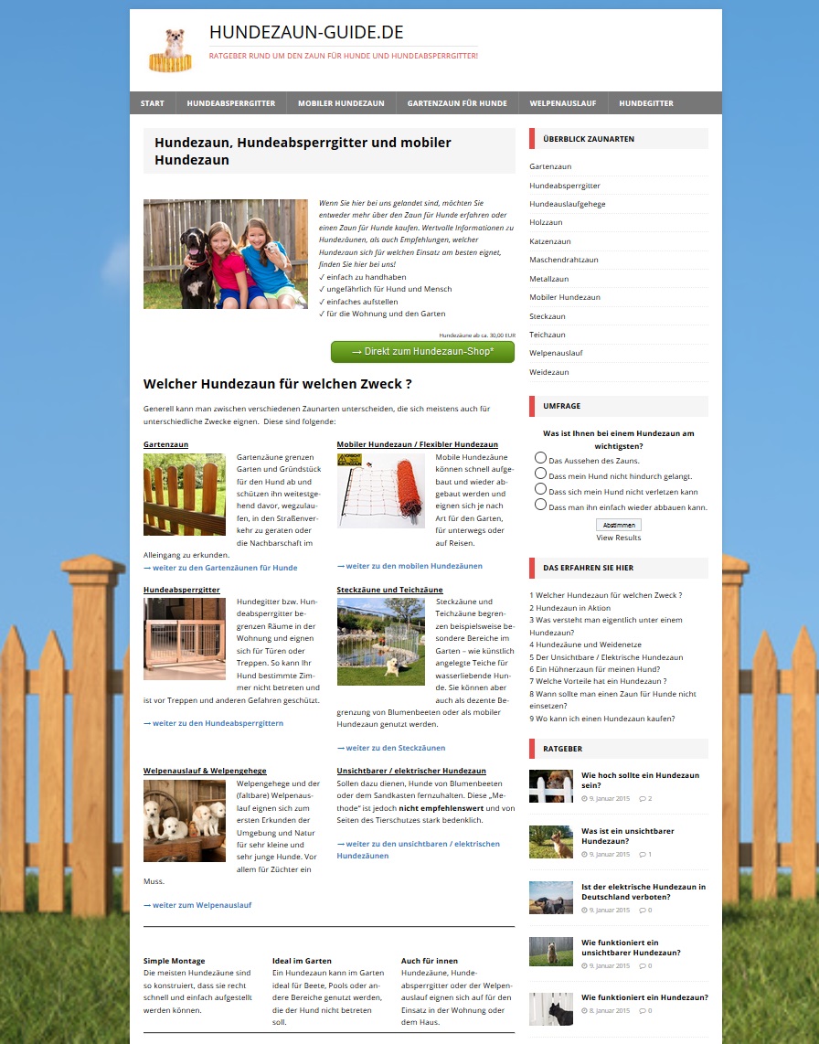 Screenshot der Webseite hundezaun-guide.de