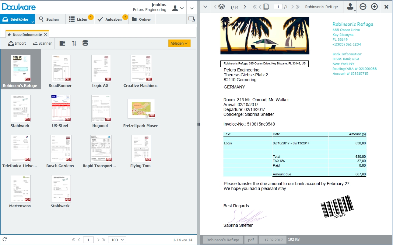 Digitaler DocuWare-Schreibtisch Digitaler DocuWare-Schreibtisch