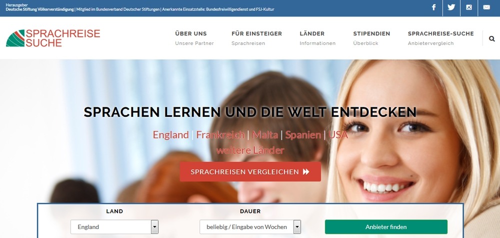 Das Informations- und Vergleichsportal Sprachreise-Suche(Dt. Stiftung Völkerverständigung) Das Informations- und Vergleichsportal Sprachreise-Suche(Dt. Stiftung Völkerverständigung)