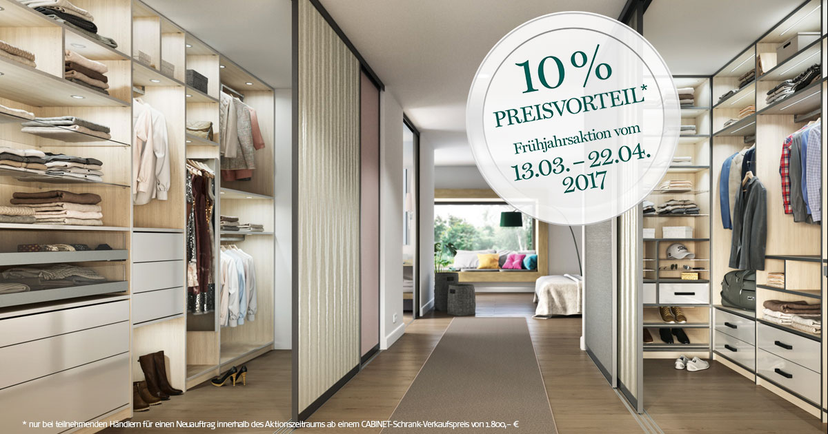 CABINET Aktion 10% Preisvorteil auf Einbauschränke CABINET Aktion 10% Preisvorteil auf Einbauschränke