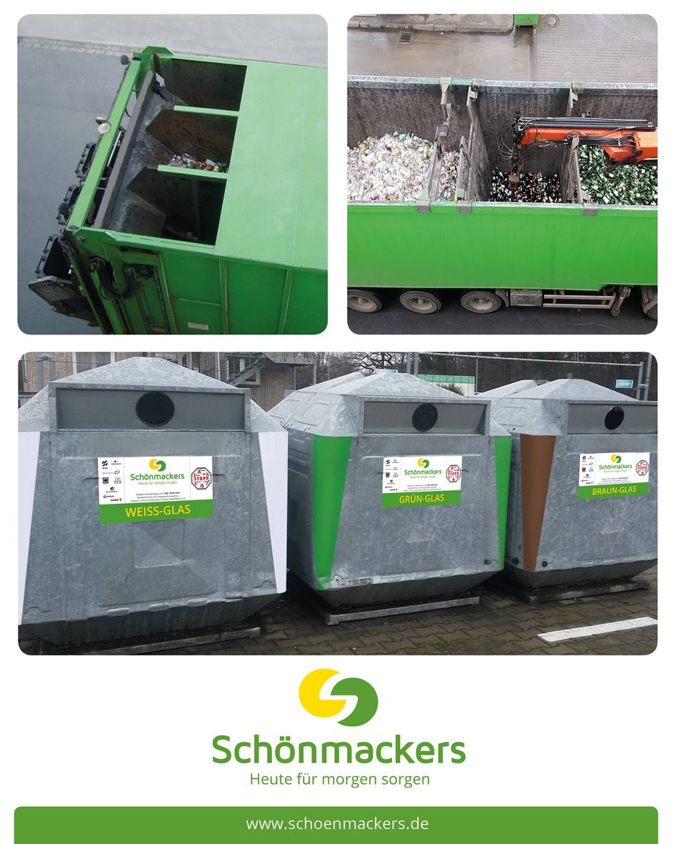 Entsorger bringen das gesammelte Glas nach Farben getrennt in die Aufbereitungsanlage (Bildquelle: B Entsorger bringen das gesammelte Glas nach Farben getrennt in die Aufbereitungsanlage (Bildquelle: B