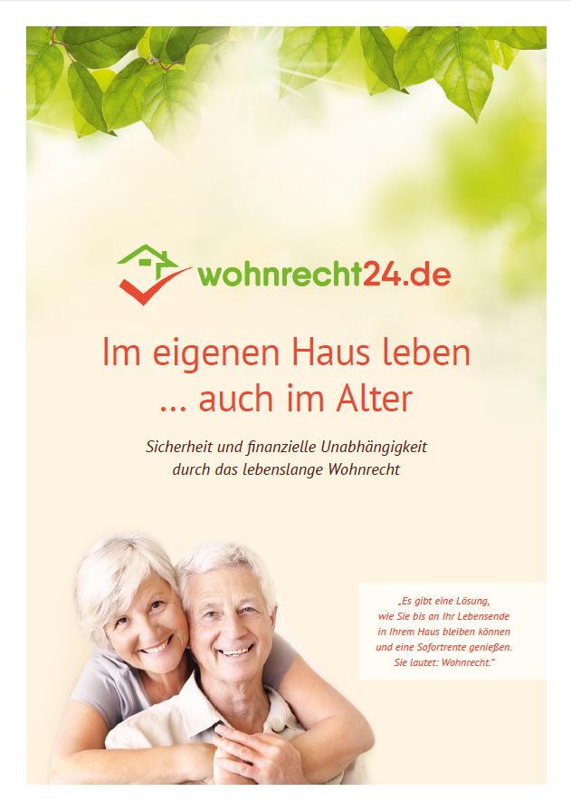 Die kostenlose Broschüre von Wohnrecht24 informiert über das lebenslange Wohnrecht.
