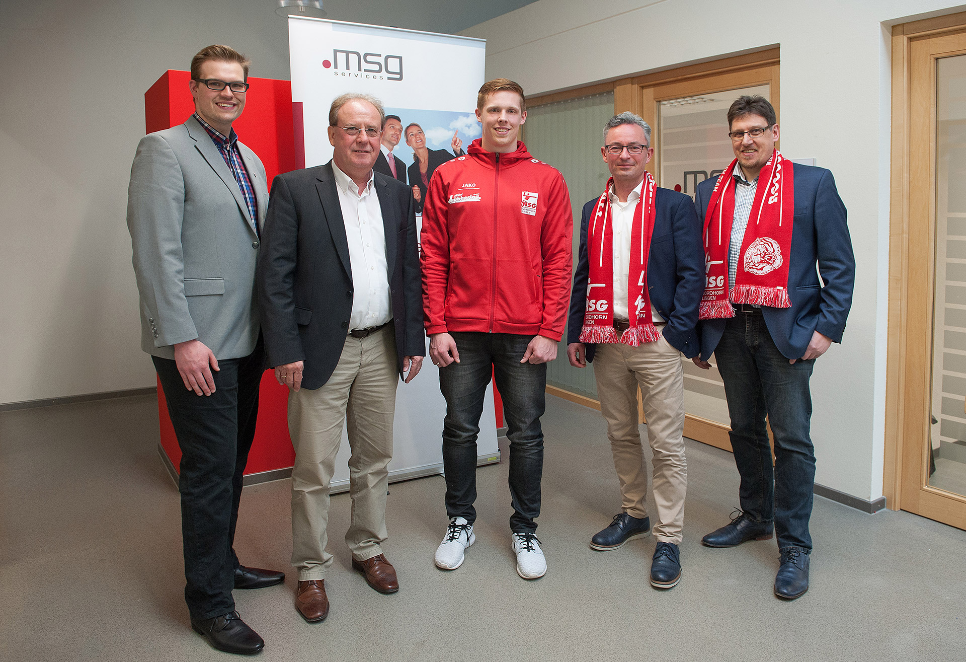 Fabian Rode (HSG), Gerhard Blömers (HSG), Nicky Verjans (Kapitän HSG),  Markus Kottwitz und Martin v