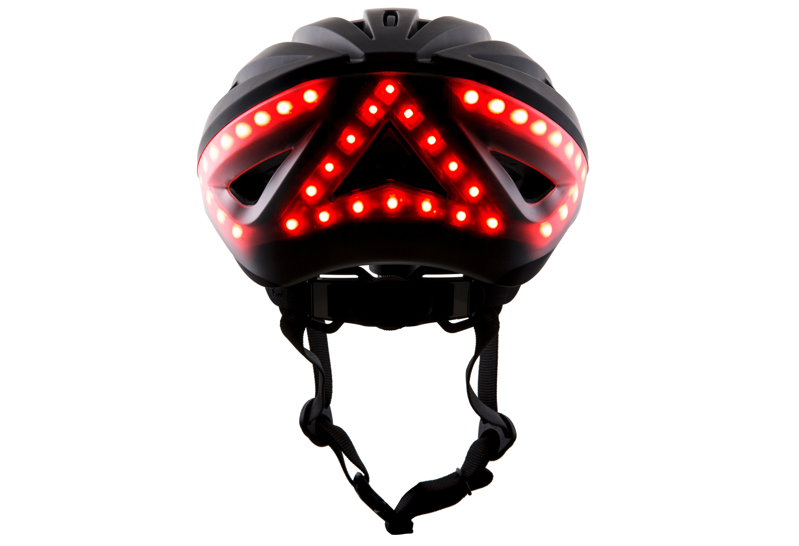 Die leuchtend roten LEDs auf der Rückseite des Lumos Fahrradhelms zeigen Bremsvorgänge an. Foto: Fir