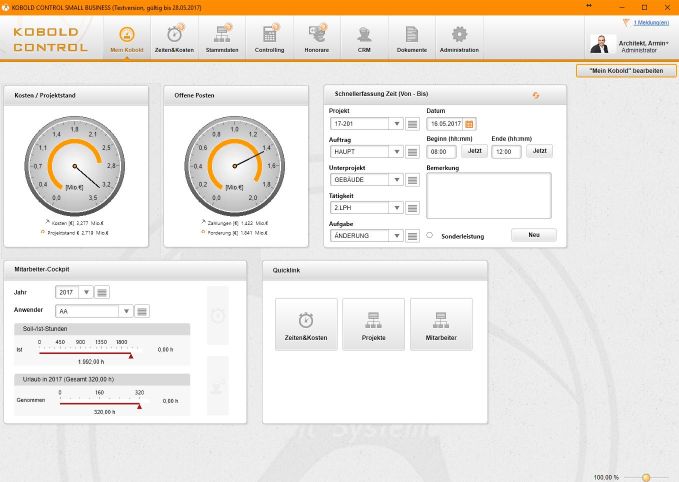 Startseite der Small Business Edition von KOBOLD CONTROL Startseite der Small Business Edition von KOBOLD CONTROL