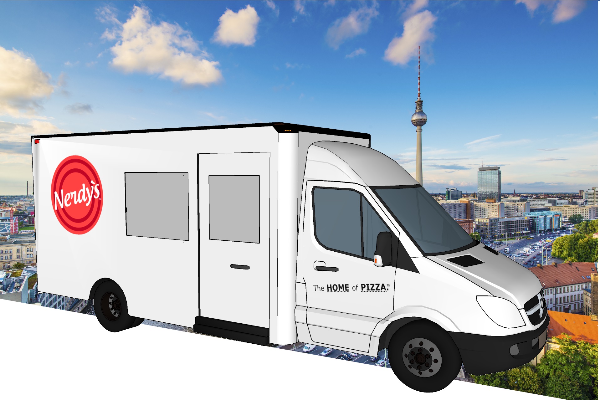 Nerdys Pizza Lieferfahrzeug Lieferservice Lieferdienst mobile Pizzeria Nerdys Pizza Lieferfahrzeug Lieferservice Lieferdienst mobile Pizzeria