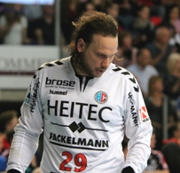 (Foto: HJKrieg, hl-studios, Erlangen): Torwart Nikolas Katsigiannis - Erlangen unterliegt Wetzlar (Foto: HJKrieg, hl-studios, Erlangen): Torwart Nikolas Katsigiannis - Erlangen unterliegt Wetzlar