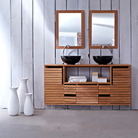Waschbeckenunterschrank aus Teak Waschbeckenunterschrank aus Teak