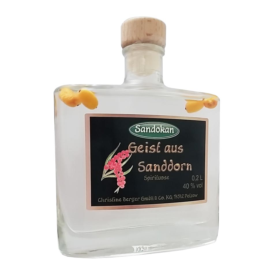Edler Look für edle Tropfen - Sanddorngeist und Sanddornlikör in neuer Designflasche (Bildquelle: @ 