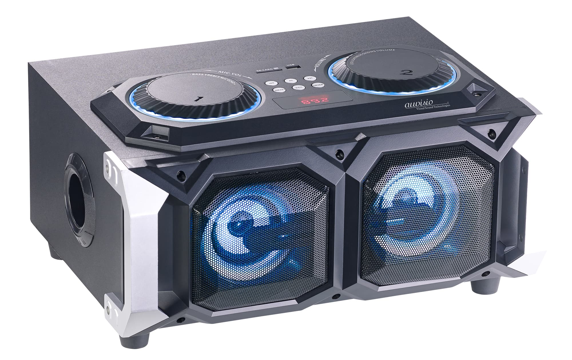 Stereo-Partyanlage mit Bluetooth, Karaoke-Funktion, 100 W, USB und SD