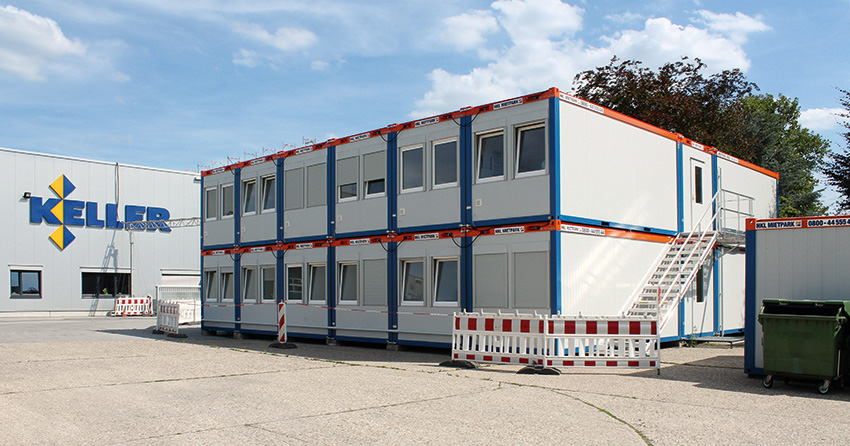 Keller Grundbau mietete eine Containeranlage  aus dem HKL Kompetenzcenter Raumsysteme.