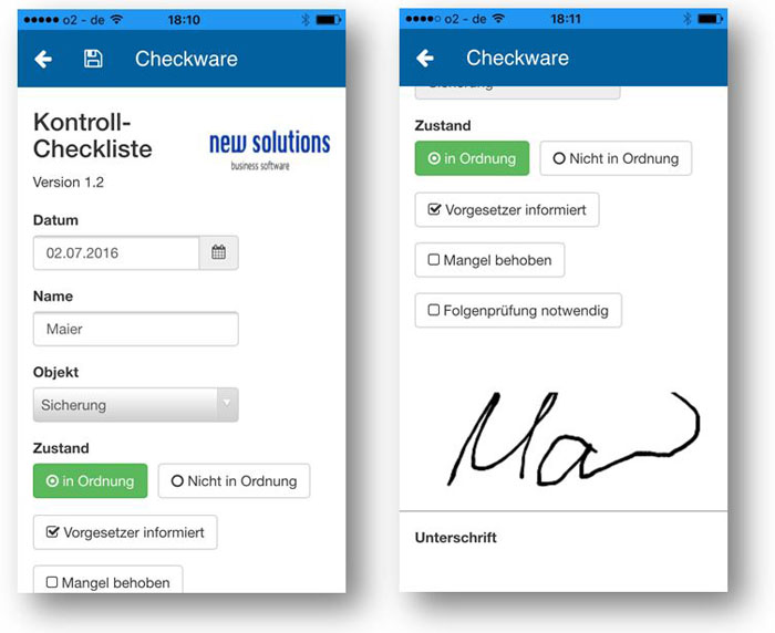 Digitale Checklisten mit der Checkware App für Android, Apple iOS und Windows 10