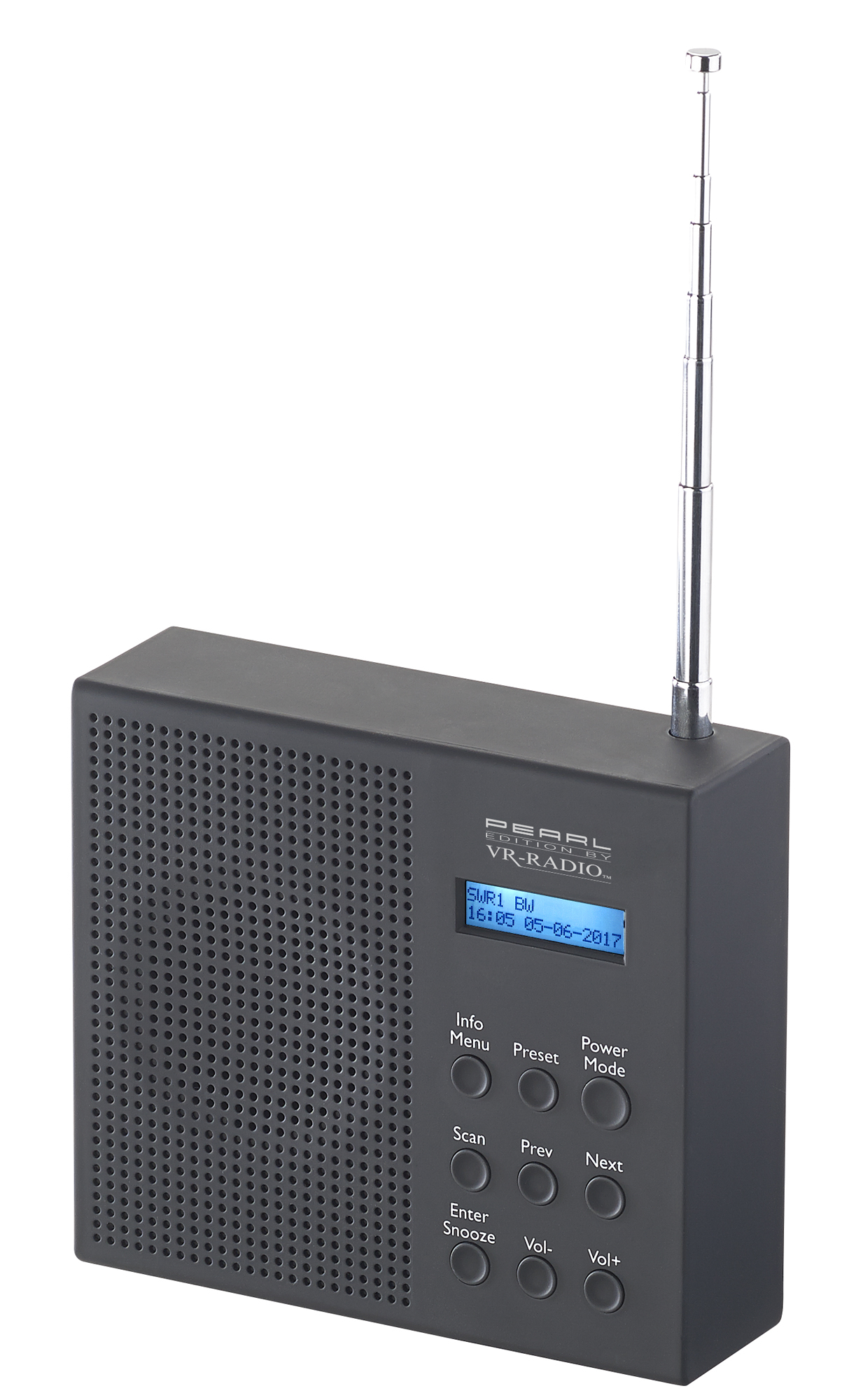 Digitales DAB+/FM-Radio DOR-210 mit Akku, Dual-Wecker, RDS, LCD-Display, Timer