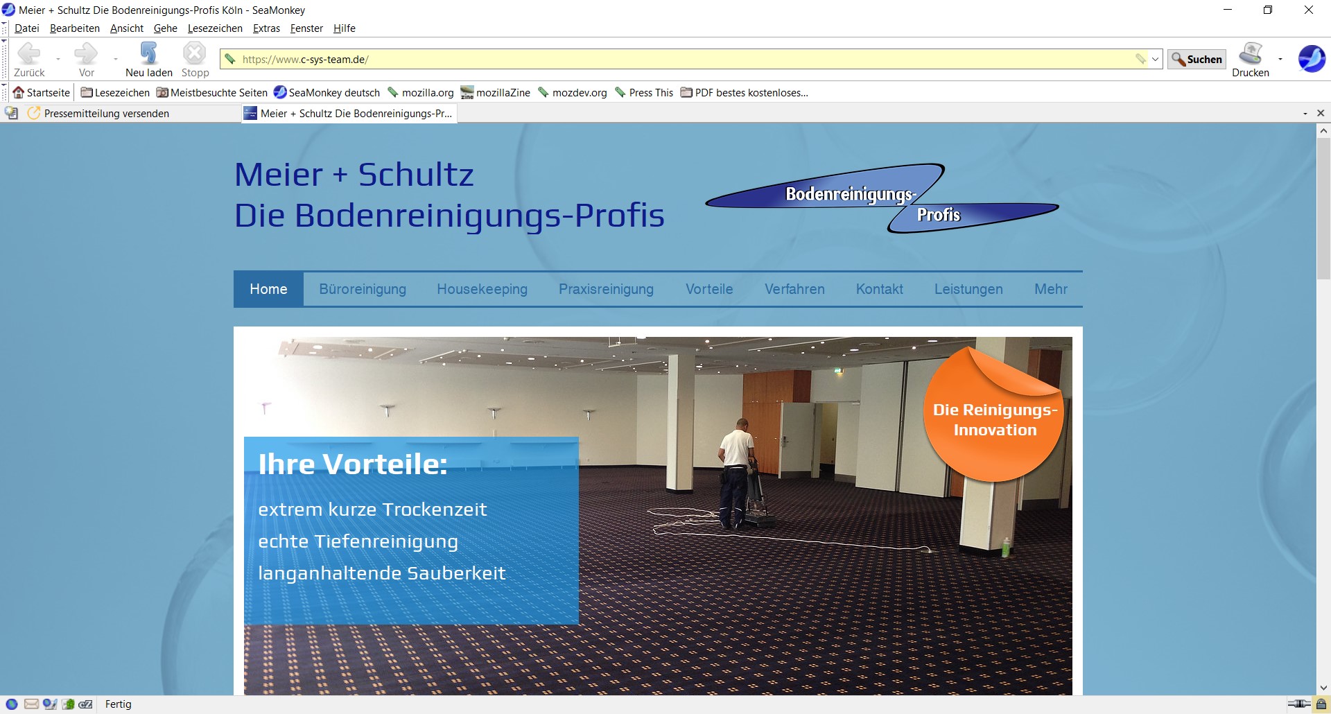 Screenshot der neuen Website Screenshot der neuen Website
