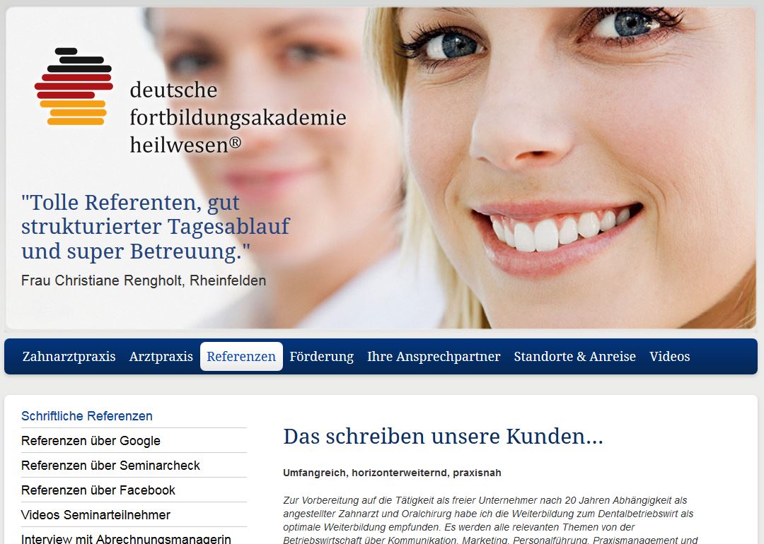 Referenzen der Deutschen Fortbildungsakademie Heilwesen Referenzen der Deutschen Fortbildungsakademie Heilwesen