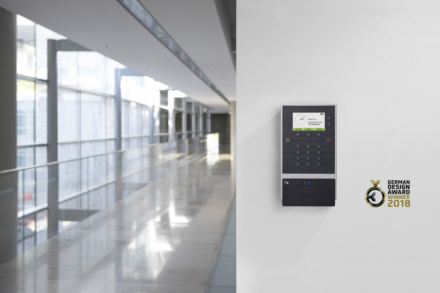 PCS gewinnt den German Design Award 2018 für das Zeiterfassungsterminal INTUS 5540. PCS gewinnt den German Design Award 2018 für das Zeiterfassungsterminal INTUS 5540.