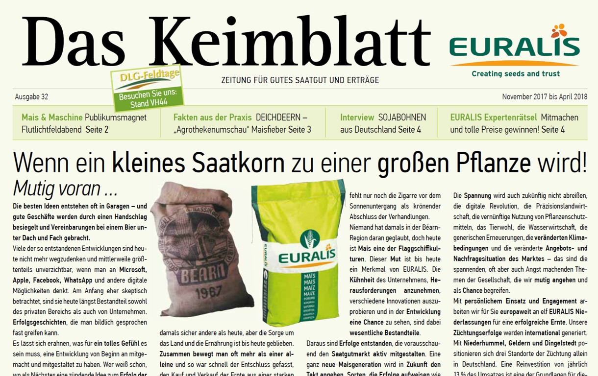 Das Keimblatt Ausgabe 32 Zeitung der EURALIS Saaten GmbH