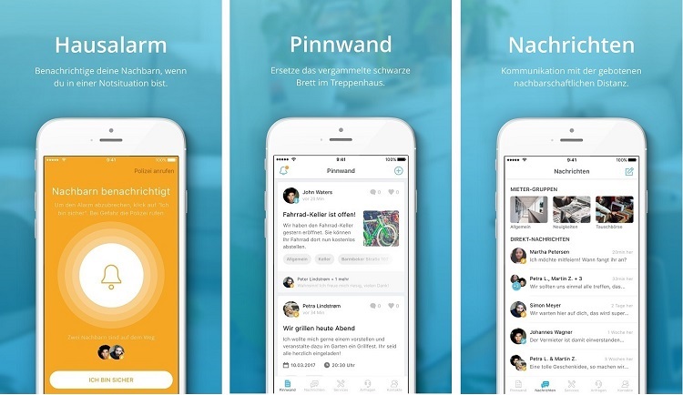 cunio Mieter-App für Hausgemeinschaften - Funktionsauswahl (Bildquelle: cunio Technologies GmbH)