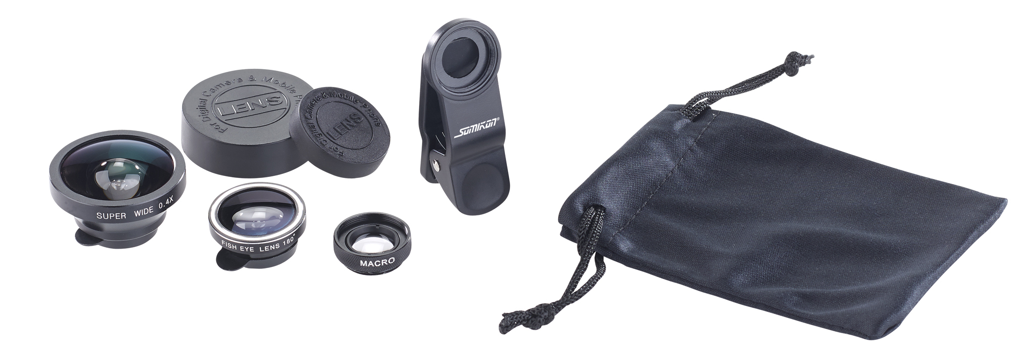 Premium-Smartphone-Vorsatz-Linsen-Set mit Weitwinkel, Fischauge und Makro