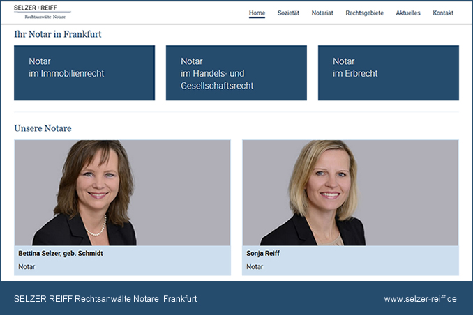 Internetseite der Sozietät SELZER REIFF Rechtsanwälte Notare, Frankfurt. Internetseite der Sozietät SELZER REIFF Rechtsanwälte Notare, Frankfurt.