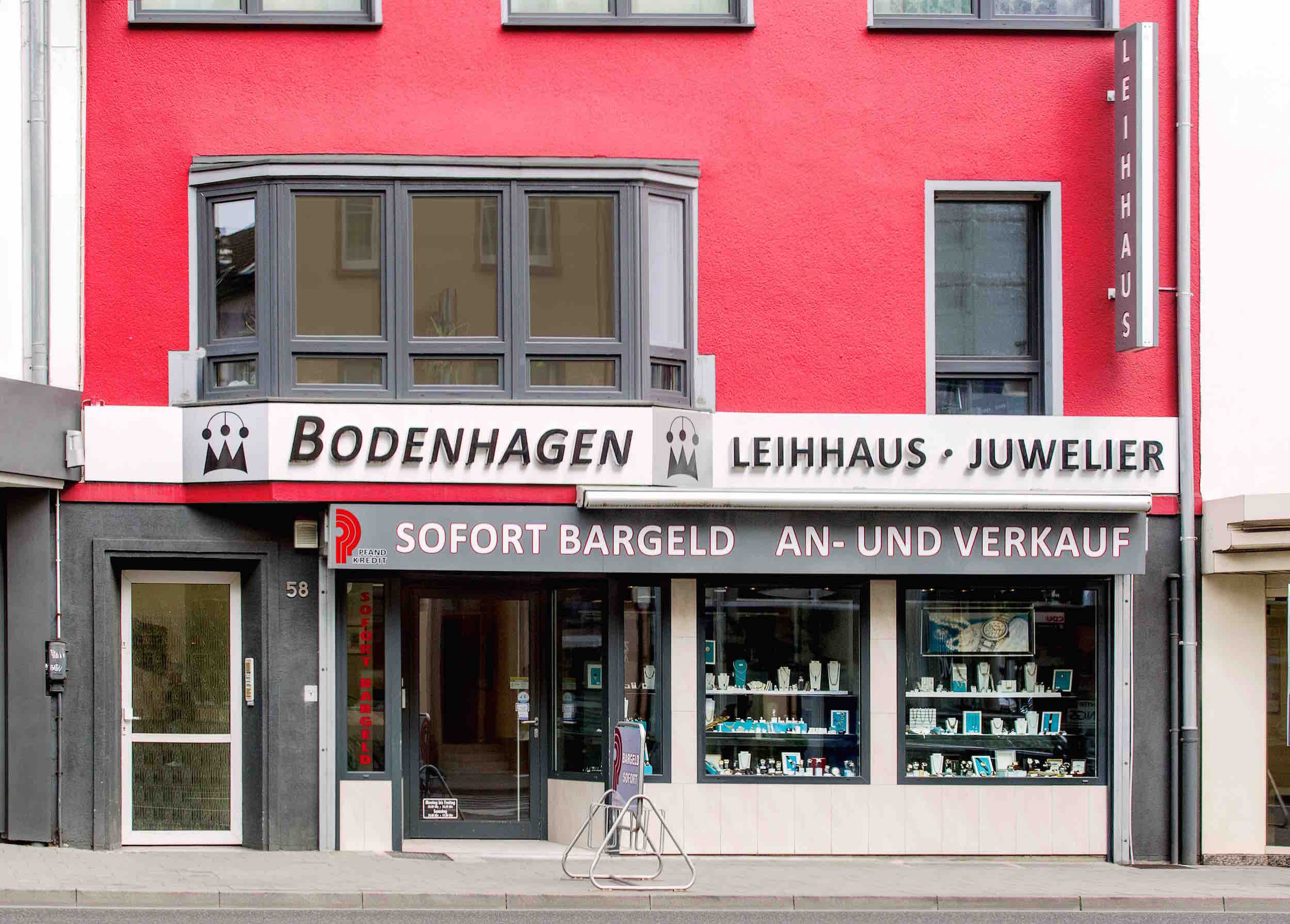 Das Leihhaus Bodenhagen besteht seit 1989 in Mönchengladbach. Das Leihhaus Bodenhagen besteht seit 1989 in Mönchengladbach.