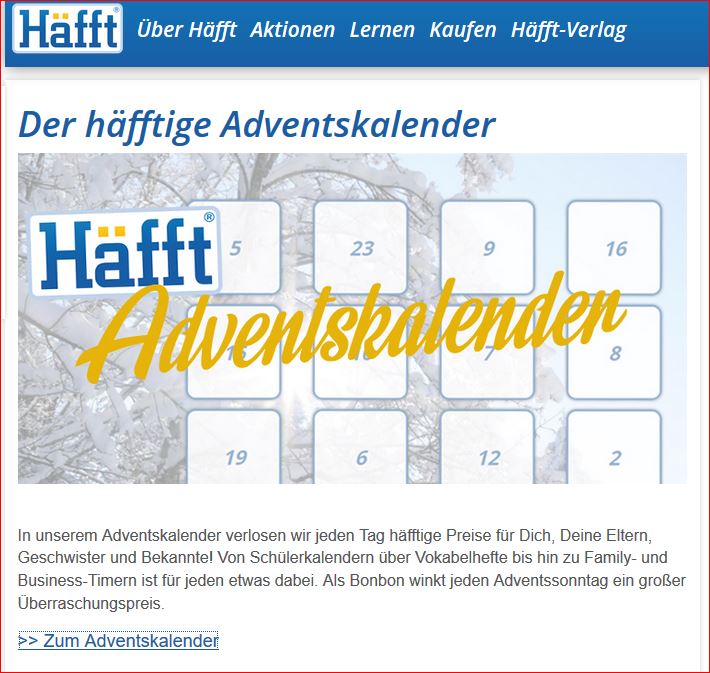 Häfft.de Adventskalender 2017 Häfft.de Adventskalender 2017