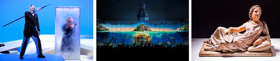 Links: Ring des Nibelungen – der neue Karlsruher Ring© Falk von Traubenberg; Mitte: Schlosslichtspie