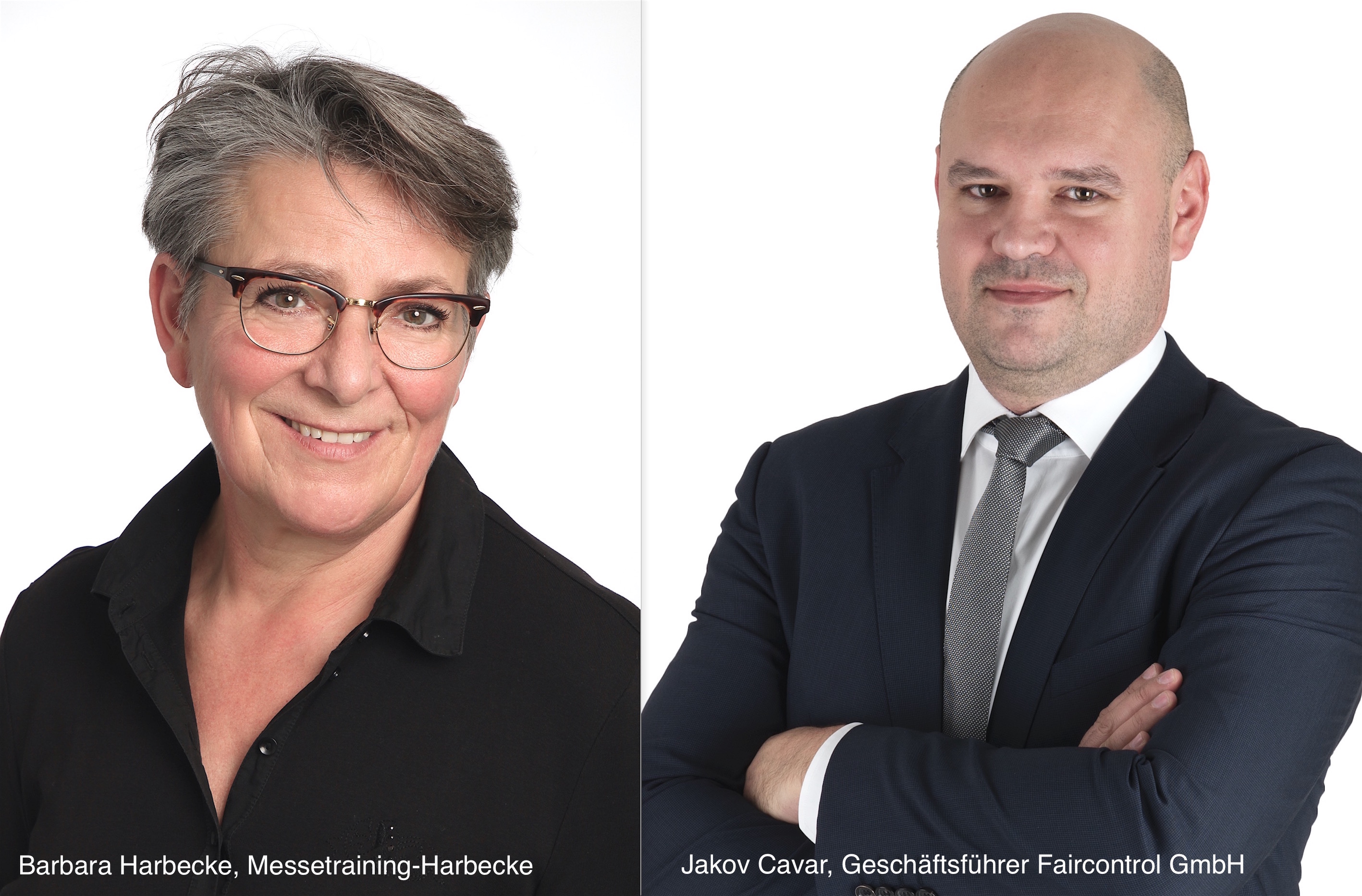 Von links: Barbara Harbecke, Messetraining-Harnecke und Jakov Cavar, Geschäftsführer Faircontrol.