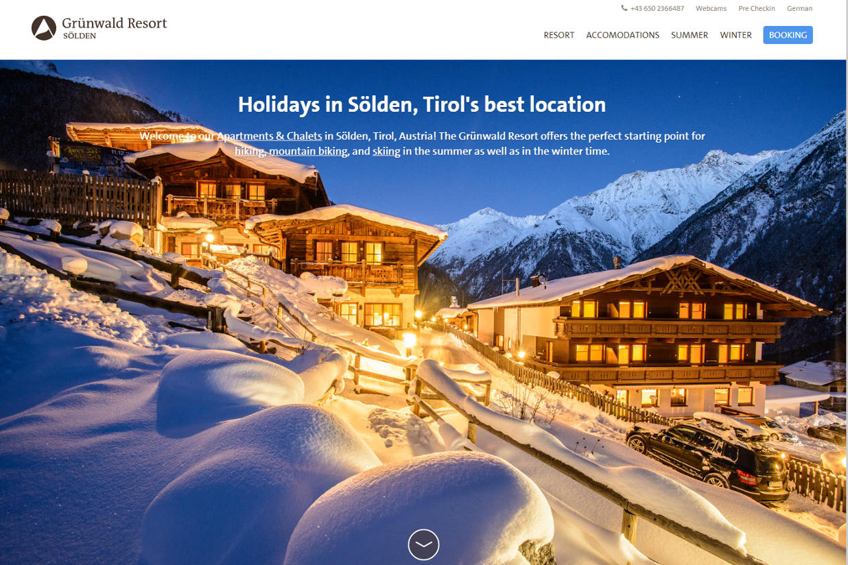 Die neue Website des Grünwald Resort Sölden