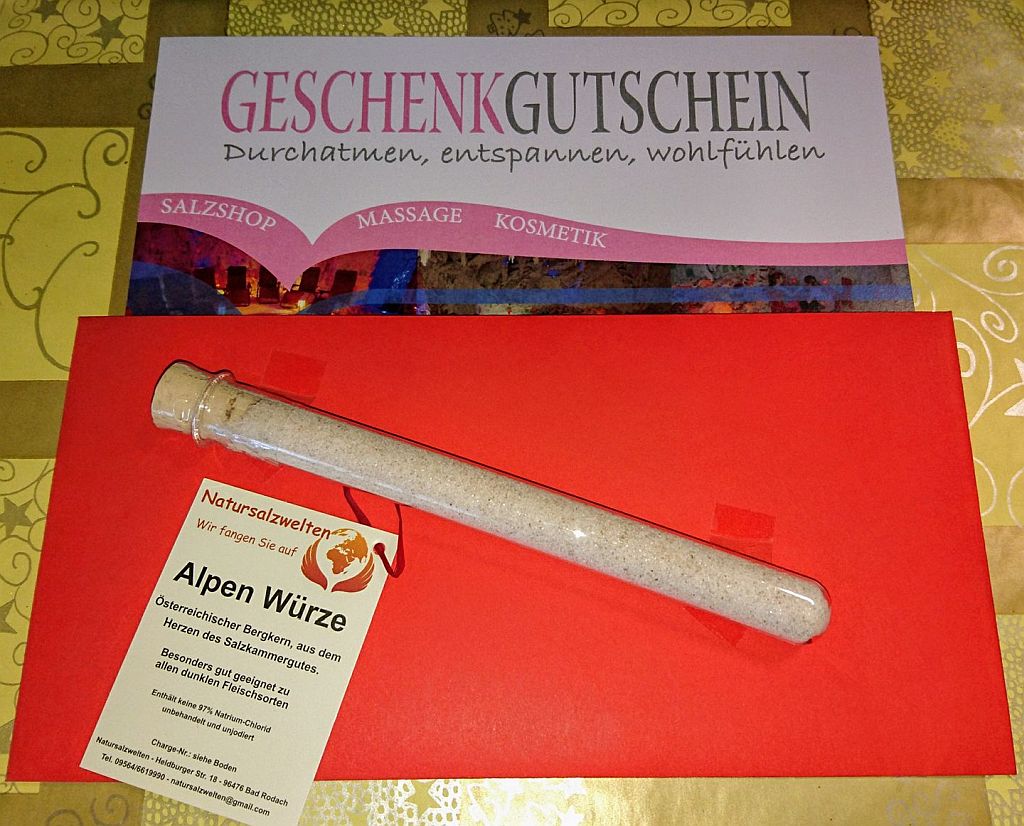 Geschenkgutschein der Salzgrotte Karlsruhe Geschenkgutschein der Salzgrotte Karlsruhe