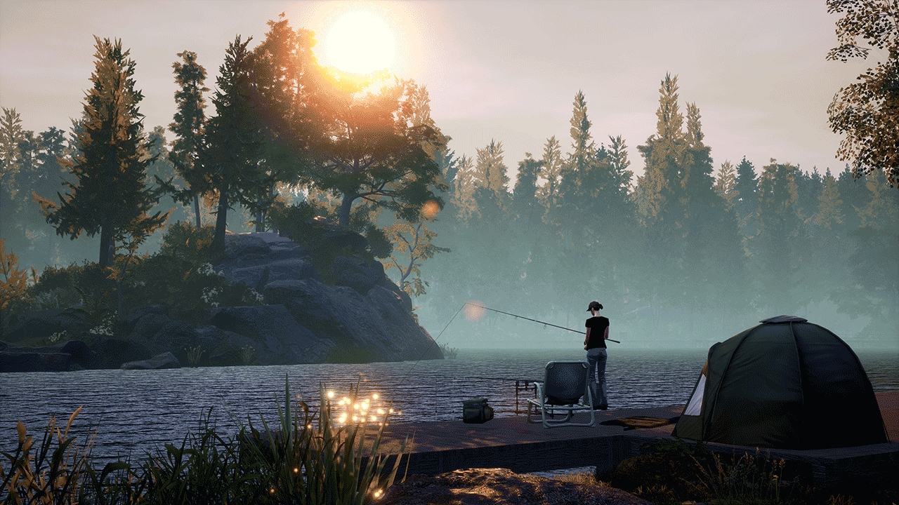 Idyllisch liegt der Waldsee des Angel-Simulationsspiels von Dovetail Games. (Bildquelle: Dovetail Ga