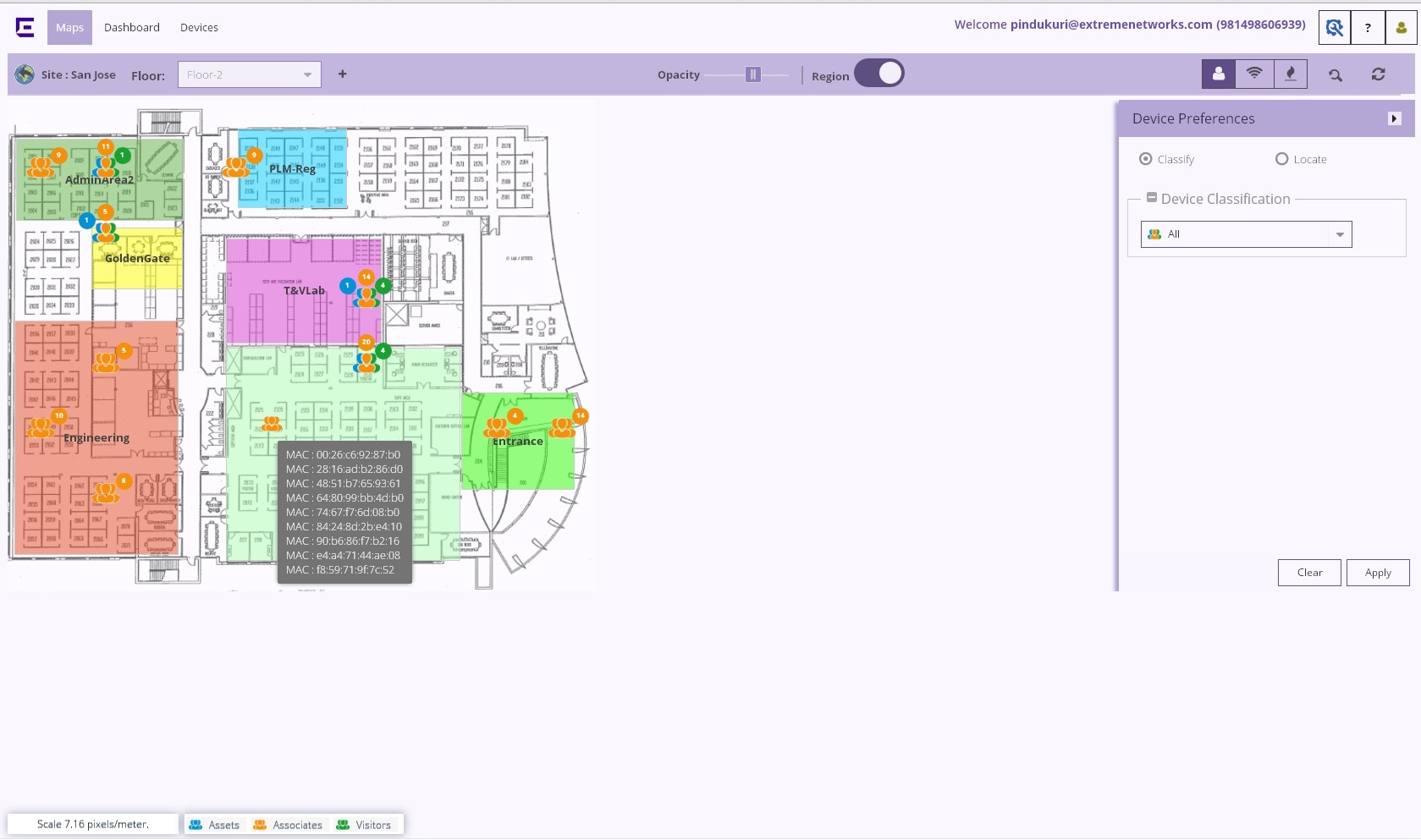 ExtremeLocation Map View (Bildquelle: copyright©ExtremeNetworks)