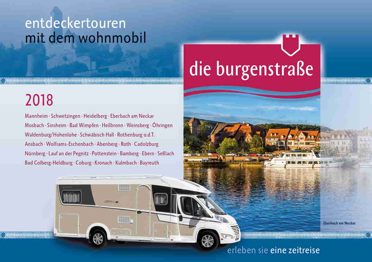 Die Wohnmobilbroschüre der Burgenstraße ist kostenlos bei der Geschäftsstelle erhältlich. (Bildquell Die Wohnmobilbroschüre der Burgenstraße ist kostenlos bei der Geschäftsstelle erhältlich. (Bildquell