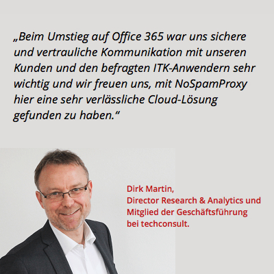 NoSpamProxyüberzeugt techconsult als Office-365-Cloud-Lösung für Mail-Security und Verschlüsselung