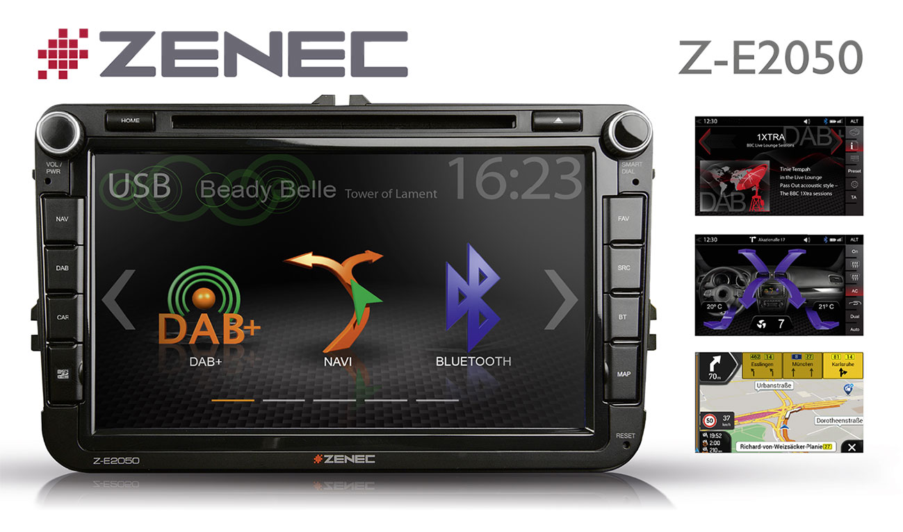 ZENEC Z-E2050: Infotainer für VW, Seat, Skoda