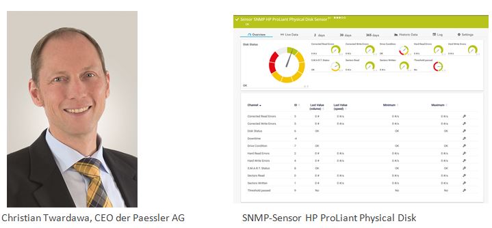 Christian Twardawa, CEO der Paessler AG /  SNMP-Sensor HP ProLiant Physical Disk