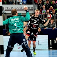 (Foto: HJKrieg, Erlangen): HC Erlangen verliert gegen Flensburg - im Bild Maximilian Lux