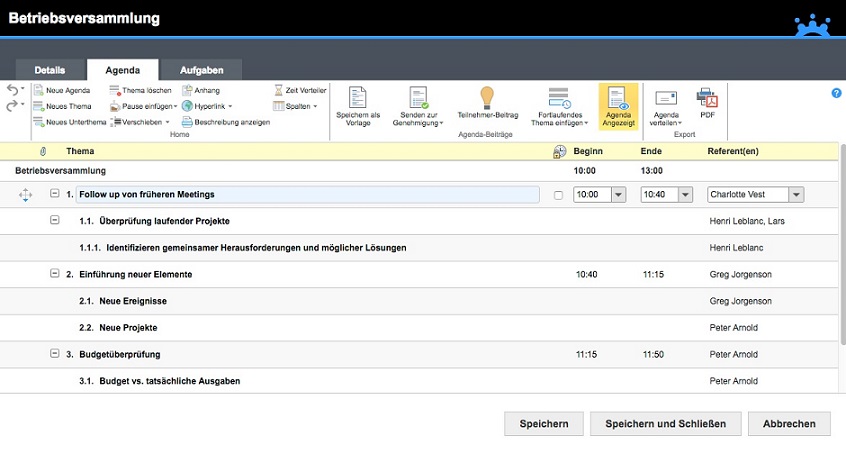 MeetingBooster Agenda Modul