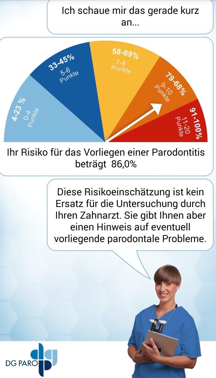 Die DG PARO Selbsttest-App Parodontitis (Bildquelle: DG PARO)