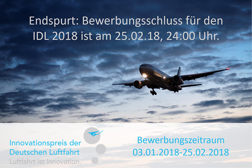 Der Countdown läuft für den Innovationspreis der Deutschen Luftfahrt (IDL) 2018.