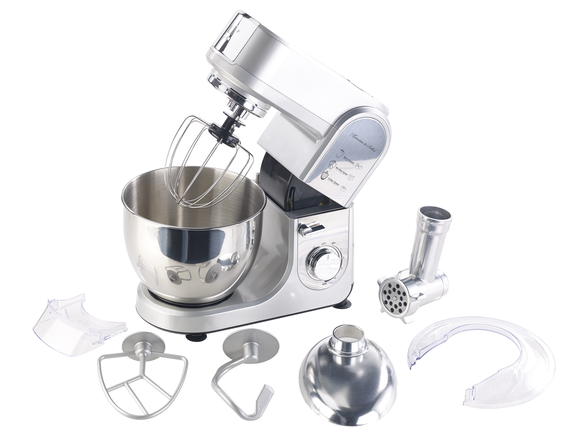 Rosenstein& Söhne All-in-One Küchenmaschine KM-4515 mit Fleischwolf und Mixaufsatz, , www.pearl. Rosenstein& Söhne All-in-One Küchenmaschine KM-4515 mit Fleischwolf und Mixaufsatz, , www.pearl.