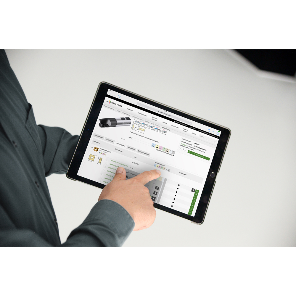 Nutzer finden Produktdaten, Modelle, Downloads und mehr. (Bildquelle: Walter AG)