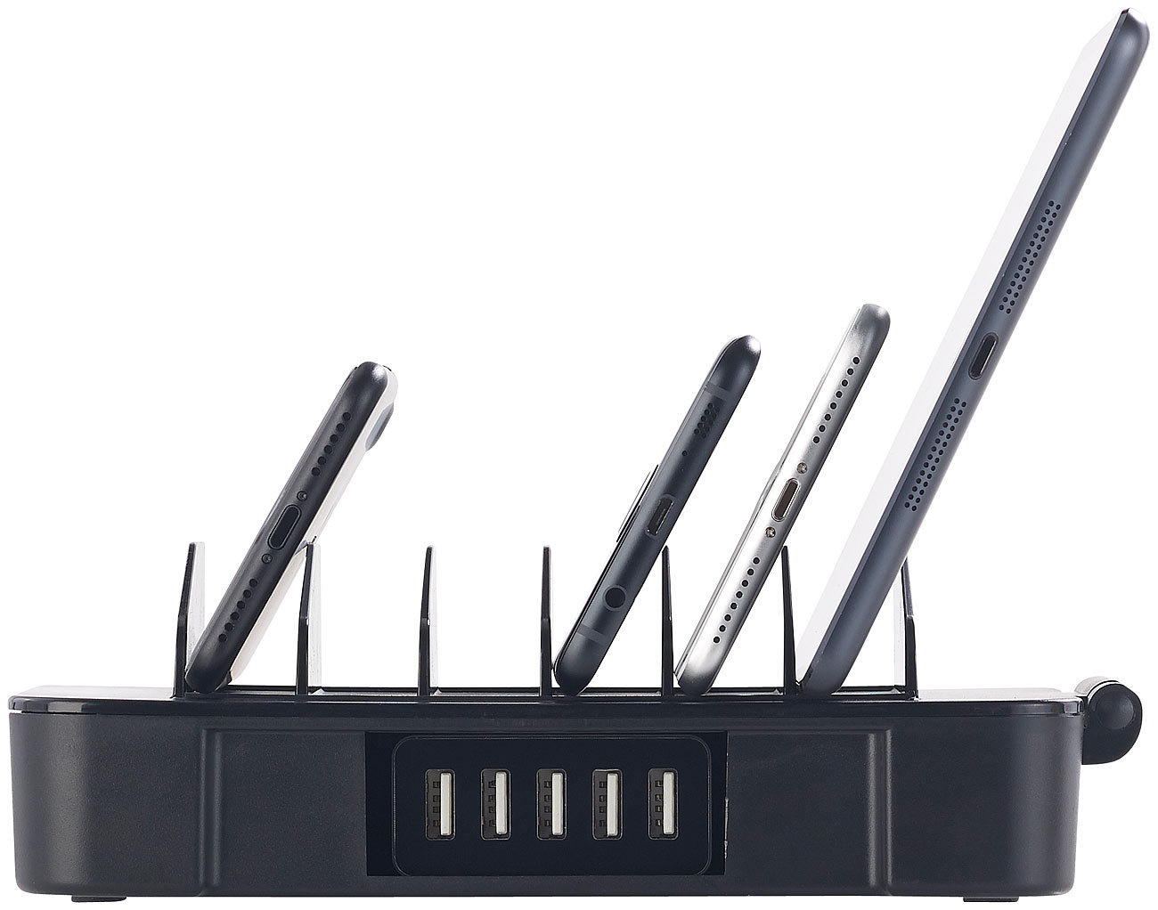 6-fach-Ladestation mit 5-Port-USB-Netzteil, Smart Power, 40 Watt und 8 A