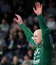 (Foto: HJKrieg, Erlangen): HC-Keeper Gorazd Skof vernagelte in den letzten zehn Minuten sein Tor