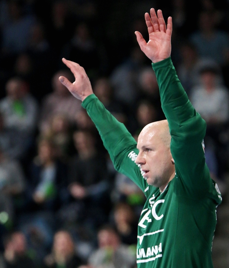 (Foto: HJKrieg, Erlangen): HC-Keeper Gorazd Skof vernagelte in den letzten zehn Minuten sein Tor (Foto: HJKrieg, Erlangen): HC-Keeper Gorazd Skof vernagelte in den letzten zehn Minuten sein Tor